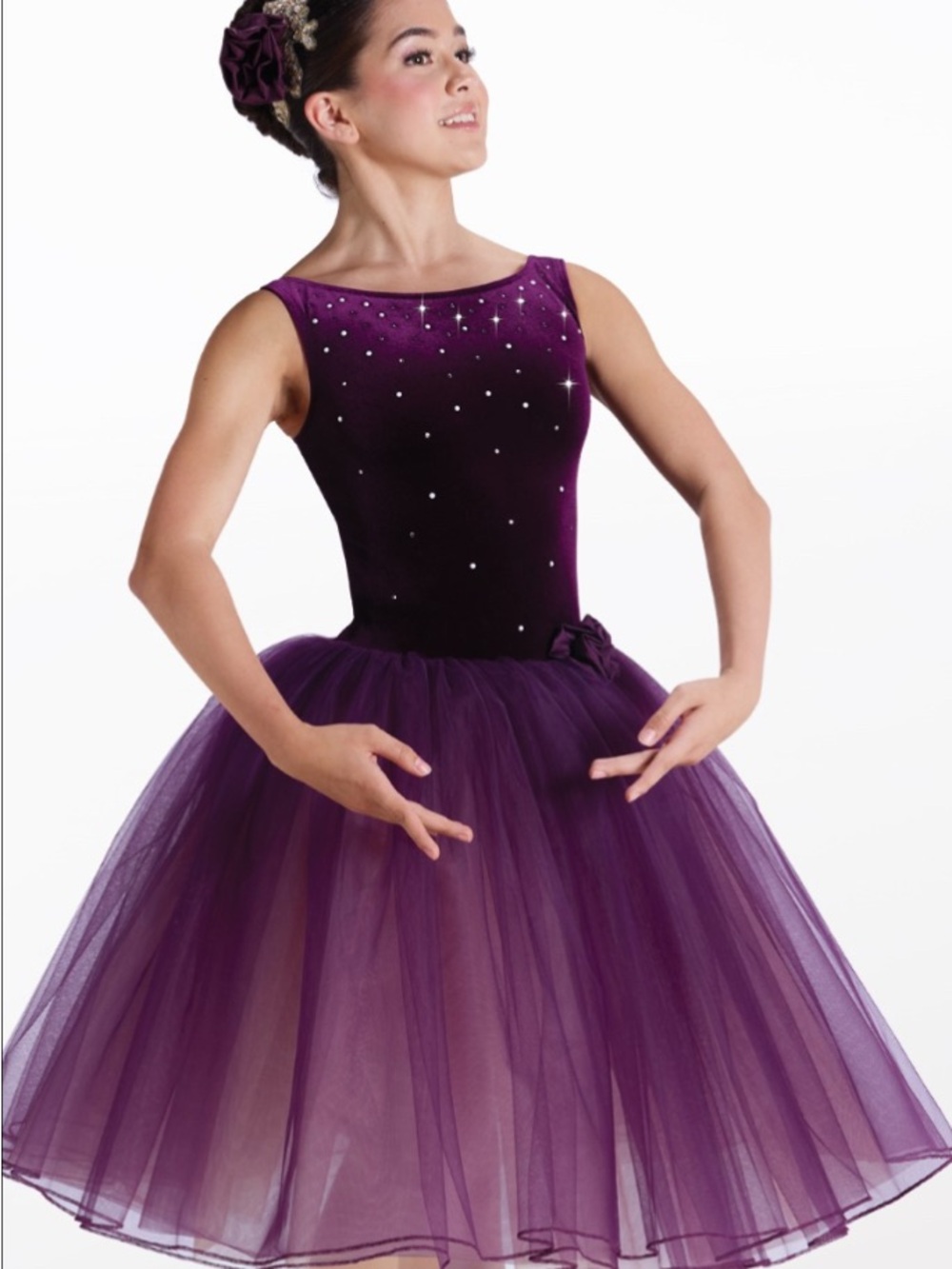 Weissman Purple Velvet and Tulle Midi Dress Blue Danube ballet costume adult med